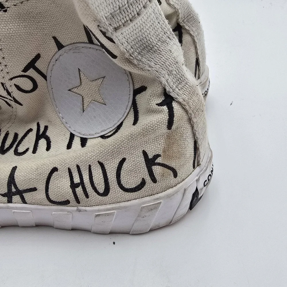 Converse Not A Chuck Shoes Mens Size 8.5 Beige Canvas High Top Sneaker 166503C - Picture 3 of 9